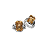 Handcrafted Sterling Silver Citrine Quartz Golden Radiance Rope Elegance Ring With Balinese Detailing.
